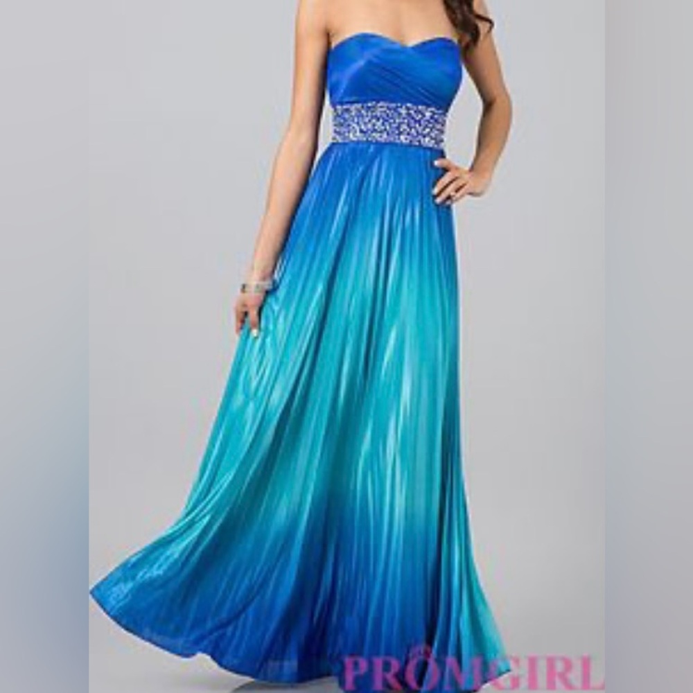 Speechless Blue Strapless Prom Gown